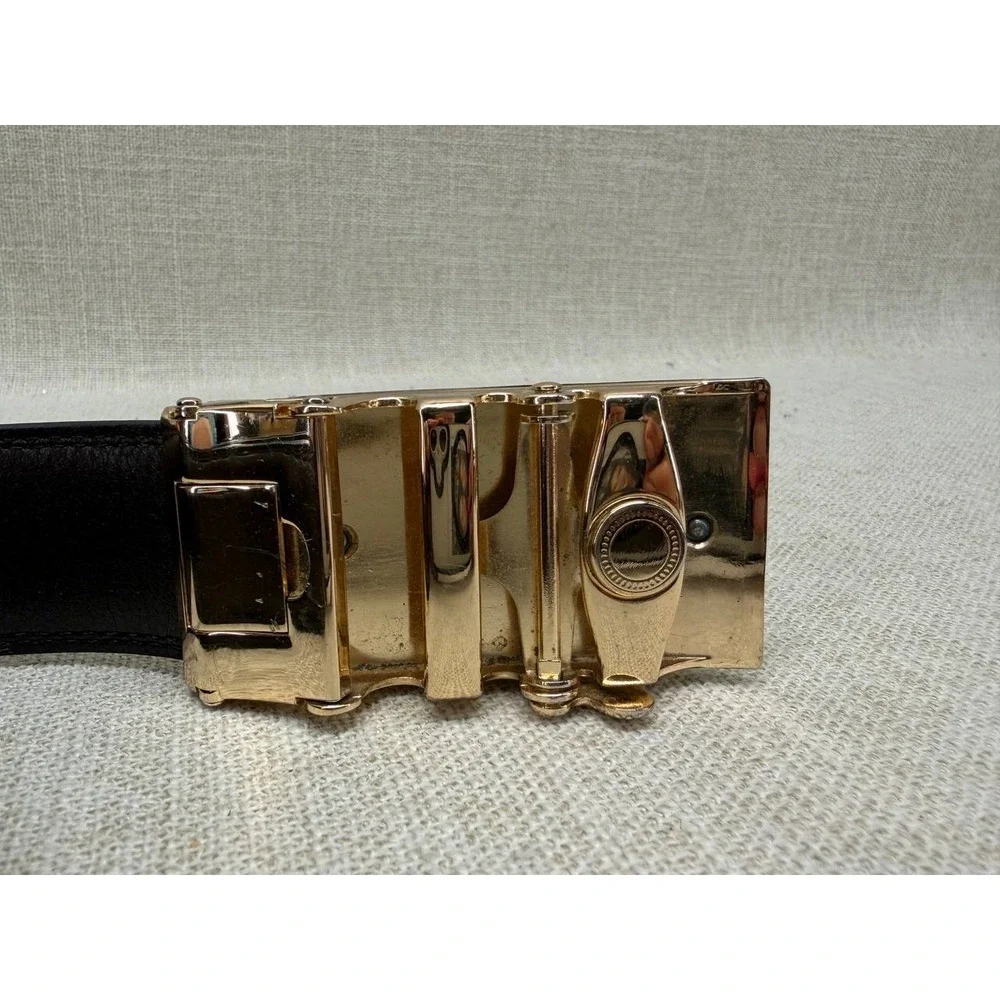 Mio Marino Burgundy Genuine Leather Belt‎ Mens Size 38 Gunmetal Buckle Excellent
